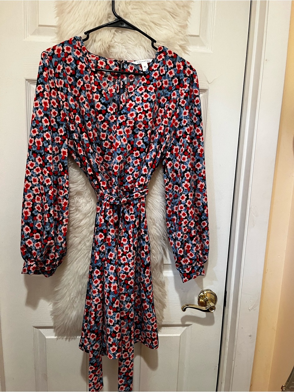 POPSUGAR Floral Dress in Red, Light Blue & Black